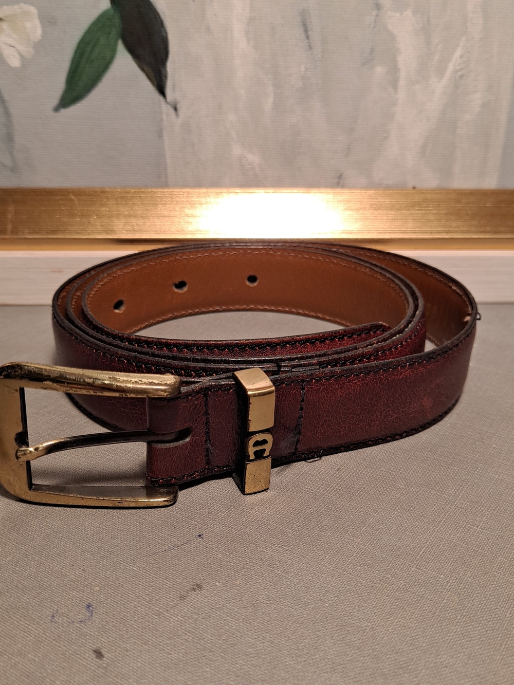 Etienne Aigner Vintage Oxblood Aniline Leather Belt Brass Hardware Iconic Preppy